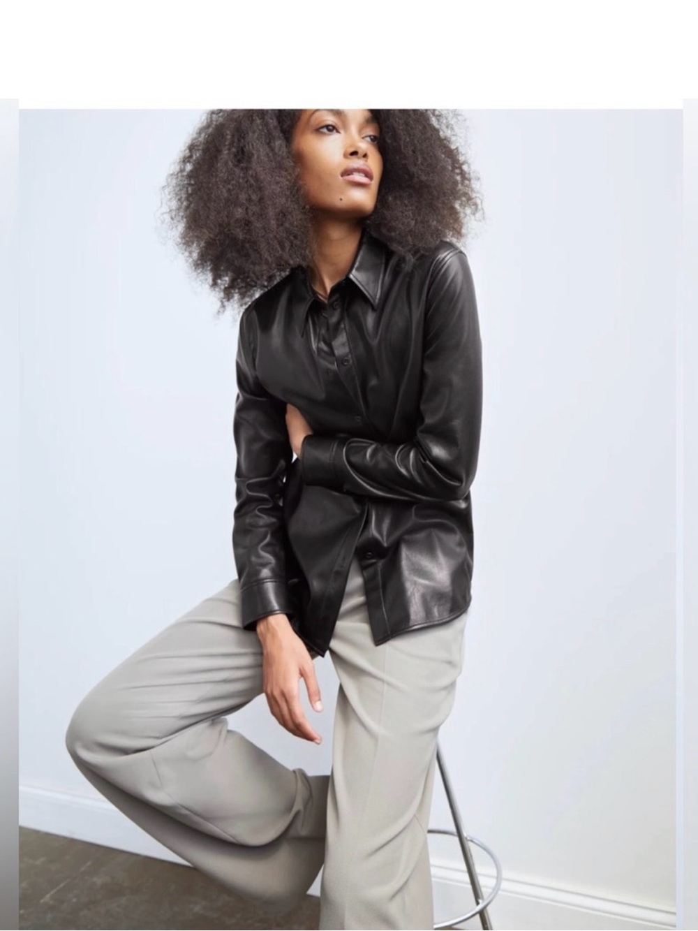 Aritzia Babaton Nouvelle Vegan Leather Button Up